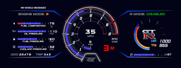 GT1R MoTeC C1212 Dash Kit für Original Tacho/ECU